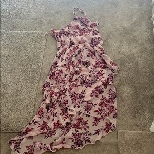 Express Pink and Purple Floral High Low Dress